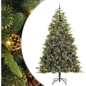 vidaXL Kunstmatige Scharnierende Kerstboom met Kegels Groen 240 cm