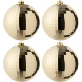 J-Line kerstbal Disco - kunststof - goud - doos van 4