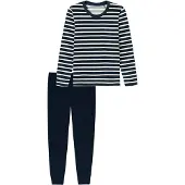 Schiesser Pyjama ' Casual Essentials ' nachtblauw / wit