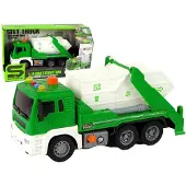 Lean Toys Groene Vuilniswagen met Frictie Aandrijving - Educatief Speelgoed