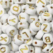 Panduro Kralenmix - letters - wit met goudkleurig