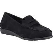 Hush puppies Shelby Suède Dames Zwarte Instappers