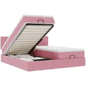 vidaXL Ottoman bed met matrassen 160x200cm fluweel roze
