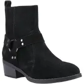 Hush puppies Iria Dames Zwarte Suède Enkellaarzen Met Hak