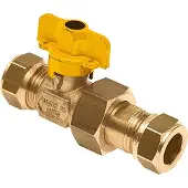 Bonfix Knel messing gaskogelkraan 22 mm x koppeling 22 mm