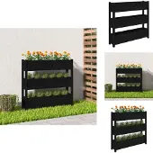 vidaXL Plantenbak 112x25x104,5 cm massief grenenhout zwart