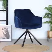 Bronx71 Velvet eetkamerstoel Furtado draaibaar blauw - Eetkamerstoelen set van 4 - stoel