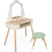 Classic World houten kaptafel met krukje en accessoires voor kinderen.