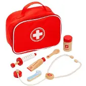 MOLTO Doctor Maletin With 7 Wood Accessories 23x16x8 Cm Rood