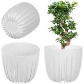 Kadax Bloempot Bloemenhoes 20 cm Rond Kunststof Bloemenstandaard Wit