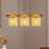 Duolla Hanglamp Forest, dimbaar, bruin / roest, Woon-/ Eetkamer, Hout, Hanglamp
