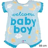 Haza Folieballon Welcome baby boy rompert baby blauw - 66 cm.