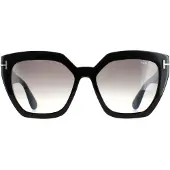 Tom Ford Vierkant dames glanzende zwarte rookgradiënt FT0939 Phoebe