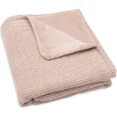 Jollein - Deken Wieg 75x100cm - Wiegdeken, Wiegdekentje, Dekentje Baby - Basic Knit - Basic Knit - Wild Rose/Fleece