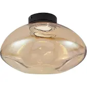 QAZQA Design plafondlamp zwart met amber glas - Gemma