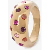 Sissy-Boy Gold Plated Ring Met Steentjes | Maat: 16