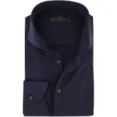 John Miller tailored fit knitted overhemd donkerblauw