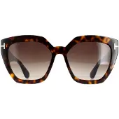 Tom Ford Cat Eye Dames Dark Havana Gradiënt Roviex Brown FT0939 Phoebe zonnebril