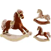 Nampook Hobbelpaard pailletten bruin kerstversiering