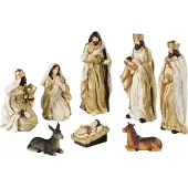 Décoris Kerstgroep poly 8 figuren multi 8st kerst