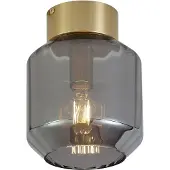 QAZQA Moderne plafondlamp messing met smoke glas - Stiklo
