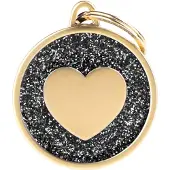 My Family Shine Heart Glitter Gold Naamplaatje Voor Huisdieren