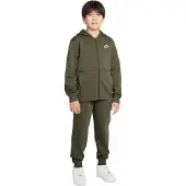 Nike Sportswear Club Fleece Trainingspak Full-Zip Hooded Kids Olijfgroen Wit