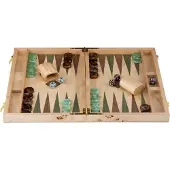 Longfield Backgammon 15" groen & bruin trangle -