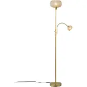 QAZQA Design vloerlamp messing met amber glas 2-lichts - Brianna