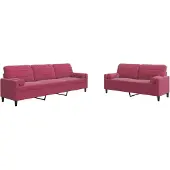 vidaXL 2-delige Loungeset met kussens en bolsters fluweel wijnrood