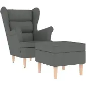 vidaXL Fauteuil met voetenbankje stof donkergrijs