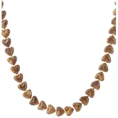 Yehwang Bruine hartjes ketting - kralen - RVS & Acrylic