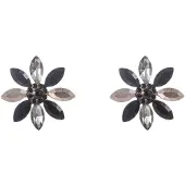 Go Dutch Label Oorknoppen Big Sparkle Flower Stud Goud Black
