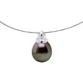 Diadema Ketting Tahitiaanse parel hanger Pear 9-10 mm OMEGA 925