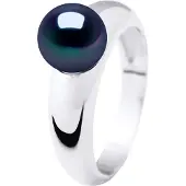 Diadema Ring Rush Domed zoetwaterparels Round 8-9 mm Black 925