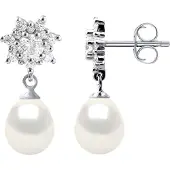 Diadema Oorbellen Dangle zoetwater parels 7-8mm White Peren Sieraden 925