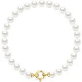 Diadema Armband Gekweekte Parels Zoetwater 6-7mm White Luxury Geel gouden gesp