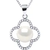 Diadema Clover Ketting Freshwater Pearl White 9-10 mm 925
