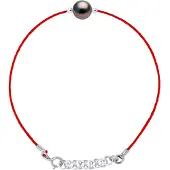 Diadema LOVE armband LINK Tahitian Pearl Ronde 8-9 mm Nylon Red 925
