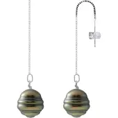 Diadema Dangle Oorbellen Tahitian Pearls Ringed 10-11 mm 925