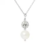 Diadema Ketting stropdas parel wit zoetwatercultuur en kristal preciosa zilver 925