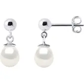 Diadema Bengelen oorbellen Gekweekte parels Zoetwater 6-7mm White White Gold