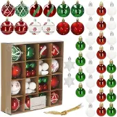 Springos Kerstballen | 42 Stuks | 3/4/5/6 cm | Rood/Groen/Wit