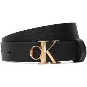 Calvin Klein Riem 'Pebble Grain Monogram Buckle' zwart