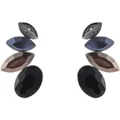 Go Dutch Label Oorknoppen Half Flower Stone Stud Goud Black