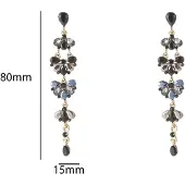 Go Dutch Label Oorknoppen Long Stone Dangle Goud Black