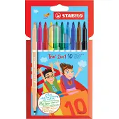 Stabilo Trio 2 in 1 - Viltstift En Fineliner In Een - Met Dunne en Dikke Punt - Etui Met 10 Kleuren