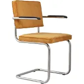 Zuiver Ridge Rib Eetkamerstoelen Met Armleuning Geel (set van 2) Ridge Rib Eetkamerstoelen Met Armleuning Geel - Set van 2