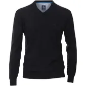 REDMOND Casual Regular Fit Trui V-hals blauw, Effen