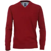 REDMOND Casual Regular Fit Trui V-hals rood, Effen